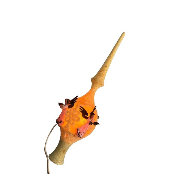 Vintage Lucite White Flocked Pink Angel Christmas Tree Topper Lighted Rare - Picture 2 of 13